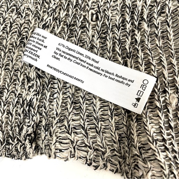 Eileen Fisher Open Front Cardigan Organic Linen Wool Marled Large - Picture 6 of 11